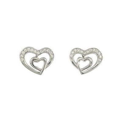 INFINITYSILVER Stříbrné náušnice dvě srdíčka L436646