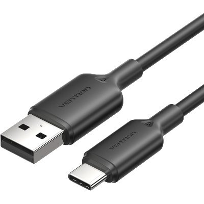 Vention USB-A 2.0/M - USB-C/M, 1 м, (черен), кабел