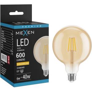 Mexen Vintis LED светодиодна крушка с нишка E27, G125, 6W, Топла - 2200K, 600 lm, кехлибар (L158-E27-0622-50)