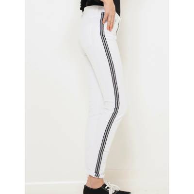 Bílé skinny fit džíny s lampasem CAMAIEU Dámské bílá šedá