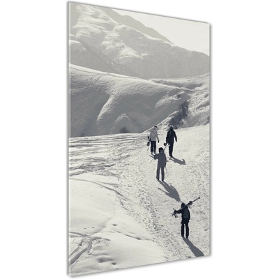 Vertikálny fotoobraz na skle Lyžiari 50x100 cm