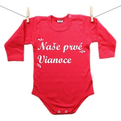 Boodyy Červené body s dlhým rukávom Naše prvé Vianoce