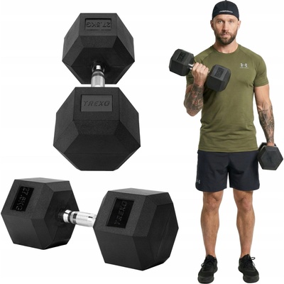 Trexo Potažené/pogumované jednoruční činky s pevnou váhou 1 x 27,5 kg