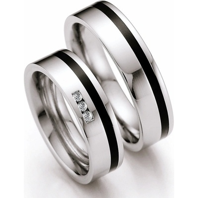 Snubní prsteny z oceli s keramikou a diamanty ST142