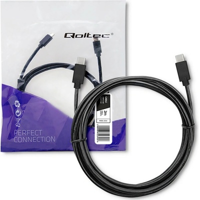 Qoltec 52345 USB 20, USB C vidlice,z obou stran, 2m, černý