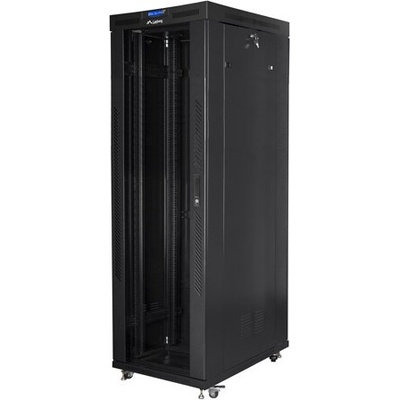 Lanberg Комуникационен шкаф Lanberg rack cabinet 19" free-standing 42U/800x1000 (flat pack) with glass door lcd black v2 (FF01-8042-12BL)