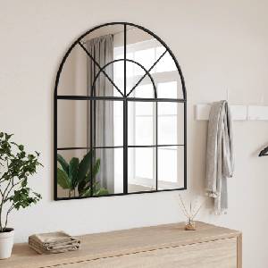 vidaXL Стенно огледало, черно, 80x40 см, арка, желязо (358651)