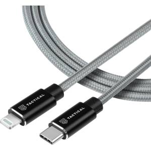 Tactical Aramid изключително здрав кабел USB-C/Lightning MFI - 0.3m - Сив KP31216