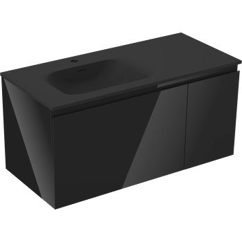 Mexen Orio шкаф за баня 90 см с мивка Vela лява, 1S, 1D, черен гланц/черен мат - 91A13-09047-3-BBFF70-W23L71 (91A13-09047-3-BBFF70-W23L71)