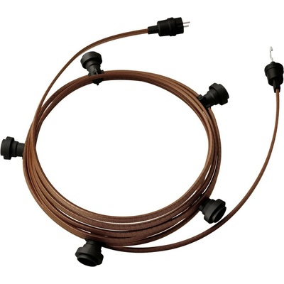 creative cables Hotový světelný řetěz LUMET 7,5 m je sestavený z 5 černých objímek, háčku a zástrčky, IP44 Barva kabelu: Černá-whisky - CZ22