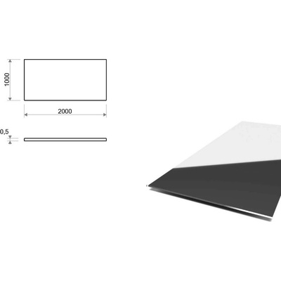 Nerezový plech leštěný (1.4016 - 2R) 1x2 m, tloušťka 0,5 mm + fólie