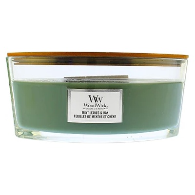 WoodWick Mint Leaves & Oak ароматна свещ с дървен фитил 453, 6 гр