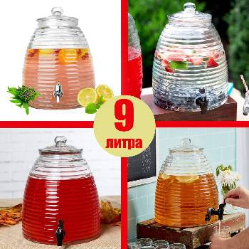 Image 1 of HORECANO 9 л голям стъклен диспенсър за напитки със стъклен капак- пчелен кошер (k9125-9)