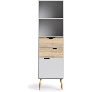 Tvilum Бяла етажерка за книги в дъбов декор 50x171 cm Oslo - Tvilum (75382P49ak)