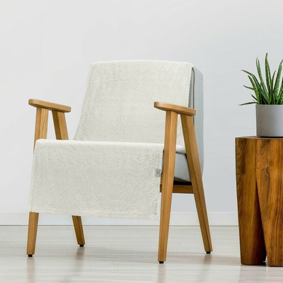 Eurofirany Prehoz cez kreslo Flísový biely biela Polyester 70x160 cm
