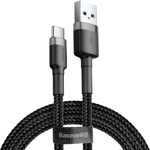 Baseus Кабел за данни USB към Type-C, 3A, 480Mbps, 1m - Baseus Cafule (CATKLF-BG1) - сив / черен