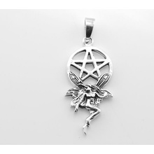 ThajskoSilvermanufacture.Stříbrný přívěsek Pentagram s nymfou.AGPRIV620211