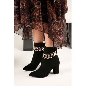 Moda Trend Дамски боти от велур - Черни #320251 (320251_Черно)