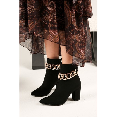 Moda Trend Дамски боти от велур - Черни #320251 (320251_Черно)