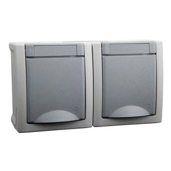 Panasonic КОНТАКТ ДВОЕН ШУКО ip54 СИВ panasonic (8691136130109)