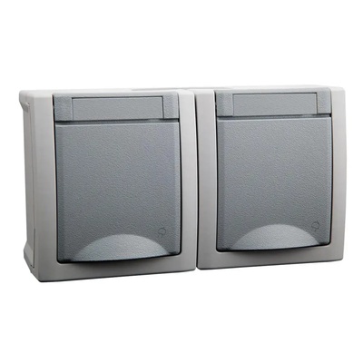 Panasonic КОНТАКТ ДВОЕН ШУКО ip54 СИВ panasonic (8691136130109)