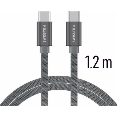 Swissten 71527202 Textile USB-C/USB-C, 1,2m, šedý