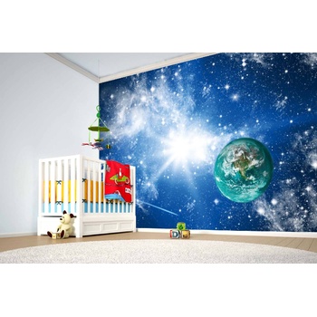 DIMEX ART s. r. o Самозалепваща се флизелинова фототапета земя и звезди 375 x 250 см