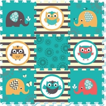 HM Studio Pěnové puzzle Sloni a sovy 9ks