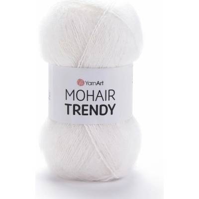 Pletací příze YarnArt MOHAIR TRENDY 101 bílá jednobarevná, chlupatá, 100g/300m