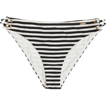 Superdry Alice Textured Cupped bikini bottom - White / Black (Mono Stripe)