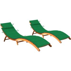 vidaXL Шезлонги, 2 бр, с възглавници, акациево дърво масив (3077366)