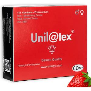  Презервативи с аромат на ягода, 144 броя - Unilatex Condoms (D-194227)
