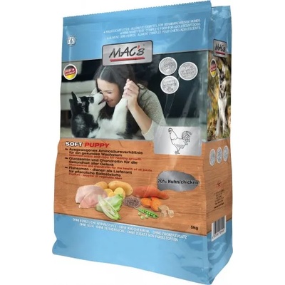 MAC's Mac’s Soft Dog Puppy GRAIN FREE - висококачествена ПОЛУ-ВЛАЖНА храна за подрастващи кучета от всички породи с пилешко месо (минимум 70% месо), 1, 5 кг - Германия - 90144