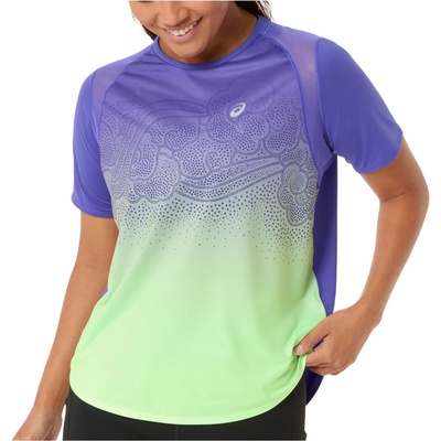 Asics Дамска тениска Asics Women's Road Fade S/S Top Running shirt - Cobalt Burst / Illuminate Green - размер XL (916-5453-0215)