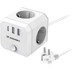 Wozinsky Разклонител с 4xAC контакта и 1хUSB-C и 2хUSB-A изхода за мобилни устройства - Wozinsky WKZ-3B Power Cube Wall Power Strip (бял) (WKZ-3B)