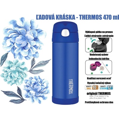 Thermos FUNtainer detská termoska so slamkou 470 ml celá modrá