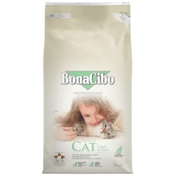 BonaCibo cat adult lamb & rice - суха храна за чувствителни и капризни котки от всички породи, над 1 година - с агнешко месо и ориз, Турция - 5 кг