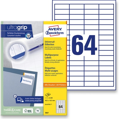 Avery Zweckform 3667 univerzální etikety 48,5 x 16,9 mm 100 archů bílé