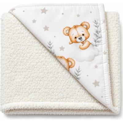 Baby Nellys Detská luxusná obojstranná deka Sleepy Teddy biela cream