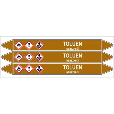 Značení potrubí, toluen,3 ks, 355 × 37 mm PZ 008252