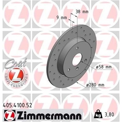 Brzdový kotouč ZIMMERMANN 405.4100.52 405.4100.52