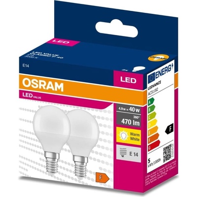 Osram SADA 2x LED Žárovka P45 E14/4,9W/230V 3000K