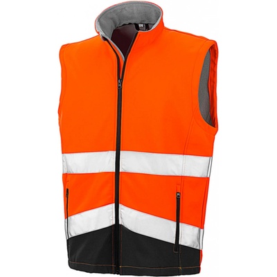 Result Safe-Guard Potisknutelná reflexní Safety softshell vesta oranžová-černá