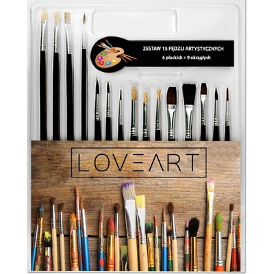 Umelecké štetce LoveArt okrúhle a ploché 15 ks