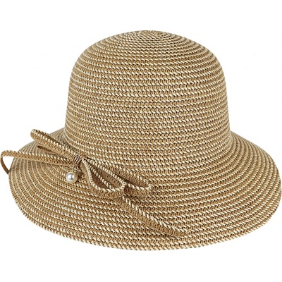 Biju Dámsky slamený klobúk s mašličkou 9001607-3 hnedý