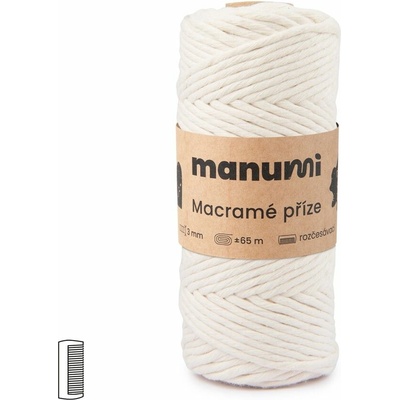 Manumi Macramé priadza stáčaná 3mm natural - 1 ks