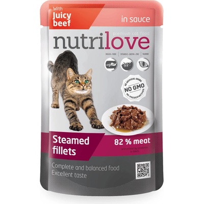 Nutrilove Dušené filetky s hovězím v delikátní omáčce 85 g
