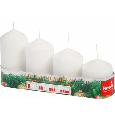 KRAB Adventní svíce válec bílá postupka 4 ks