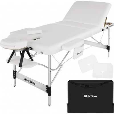 Tectake 405586 3 zóny masážní lehátko s 5cm polstrováním a hliníkovým rámem bílá 78 cm