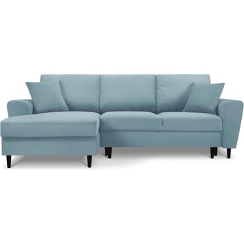 Cosmopolitan Design Светлосин разтегателен ъглов диван с място за съхранение от рипсено кадифе (ляв ъгъл) Kyoto - Cosmopolitan Design (COS_LCF_72_F1_KYOTO4)